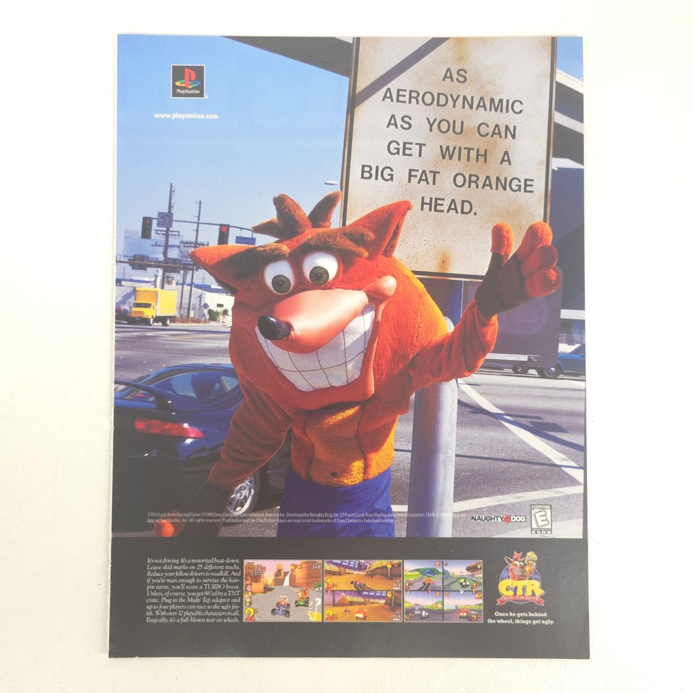 Crash Team Racing CTR PlayStation PS1 Bandicoot 2002 Vintage Print Ad Game Room